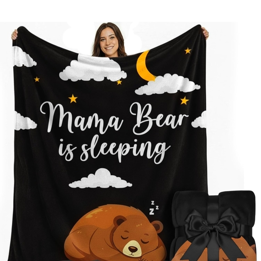 Mama Bear Black and Brown Blanket